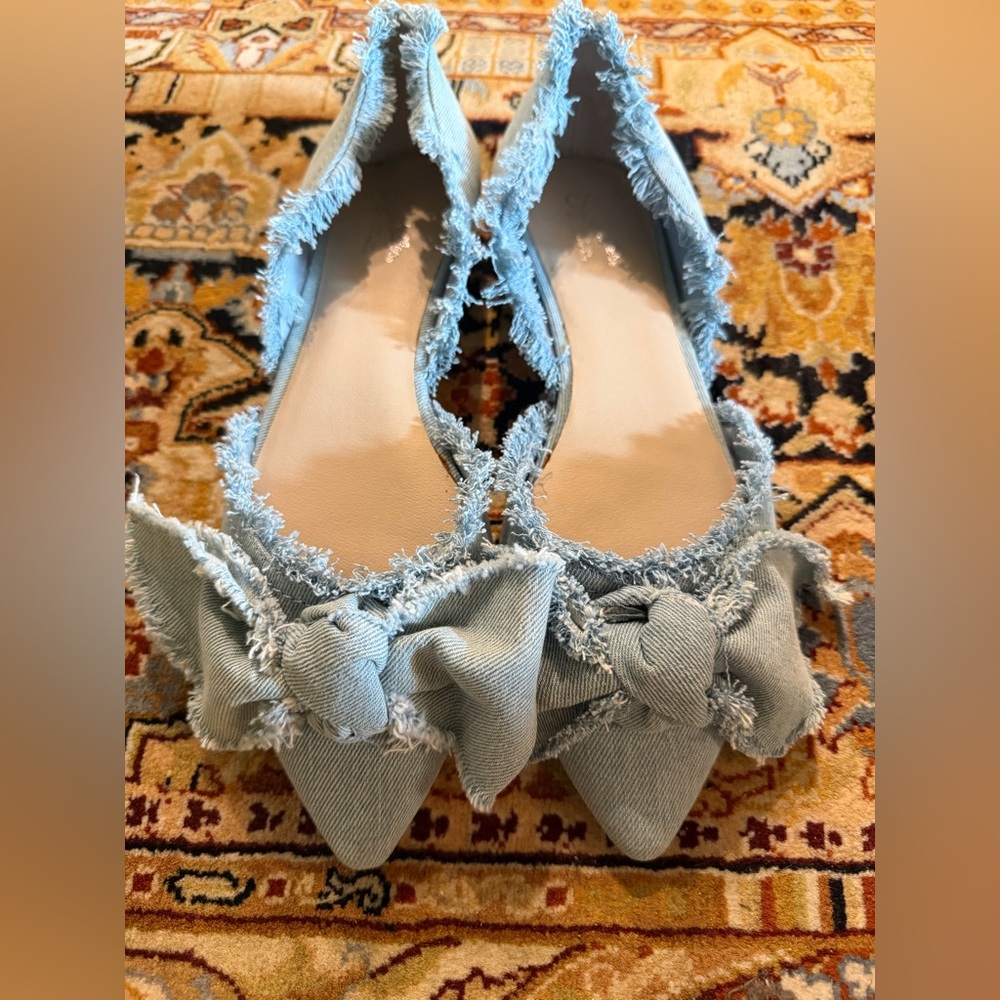 Seychelles LA Frayed Denim Bow Women's Flat Shoes- 9.5